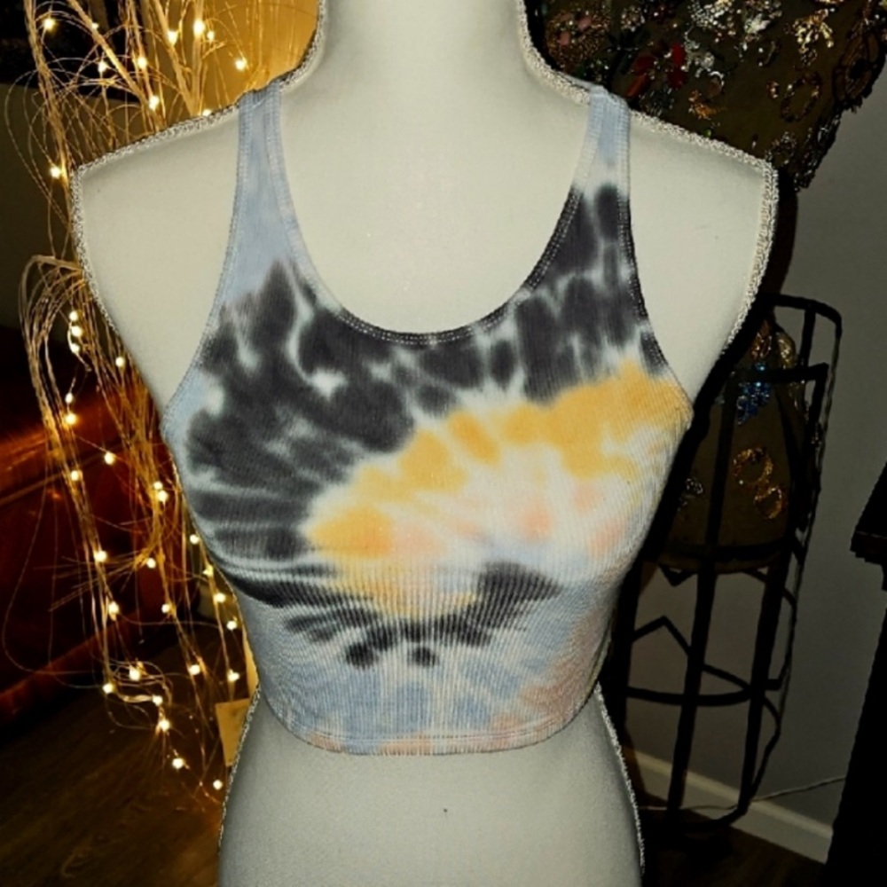 American Eagle Outfitters Womens Tie-Dye Ribbed Cropped Tank Top Sz XS